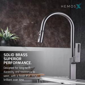 HEMOS KITCHEN FAUCET BRASS PULL OUT MIXER PILLAR SINK TAP KEPALA PAIP DAPUR HM-19109