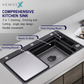 HEMOS SUS304 WORKSTATION KITCHEN 3.0MM THICKNESS SINK CW FLYING FISH TAP BLACK HM-6848,7850-MB(EB)