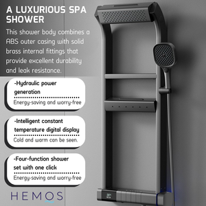 HEMOS BATHROOM FAUCET 4 MODE BRASS BODY WITH ABS CASING MIXER EXPOSED SHOWER SETS GREY SET MANDIAN HM-19113-MG