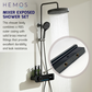 HEMOS BATHROOM FAUCET 3 MODE BRASS BODY WITH ABS CASING MIXER RAIN SHOWER SETS MATT GRAY SET MANDIAN HM-19114-MG