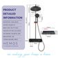 HEMOS BATHROOM FAUCET 3 MODE BRASS BODY WITH ABS CASING MIXER RAIN SHOWER SETS MATT GRAY SET MANDIAN HM-19114-MG