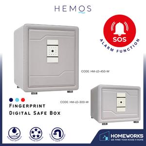 HEMOS TUYA APP HEAVY DUTY ANTI-DRILLING & SMASHING FINGERPRINT DIGITAL SECURITY SAFETY BOX HM-LD-300,450-W