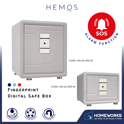HEMOS TUYA APP HEAVY DUTY ANTI-DRILLING & SMASHING FINGERPRINT DIGITAL SECURITY SAFETY BOX HM-LD-300,450-W