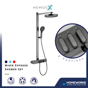 HEMOS BATHROOM FAUCET 3 MODE STEEL MIXER RAIN SHOWER SETS SET MANDIAN HM-19117-MG
