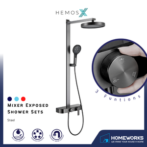 HEMOS BATHROOM FAUCET 3 MODE STEEL MIXER RAIN SHOWER SETS SET MANDIAN HM-19118-MG