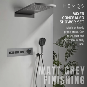 HEMOS BATHROOM BRASS 3 MODE CONCEALED MIXER SHOWER SETS MATT GRAY SET MANDIAN HMX-19075-MG