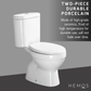 HEMOS BATHROOM WHITE CERAMIC TWO PIECE TOILET BOWL POWERFUL & QUIET JAMBAN BILIK AIR HM-751-250-W