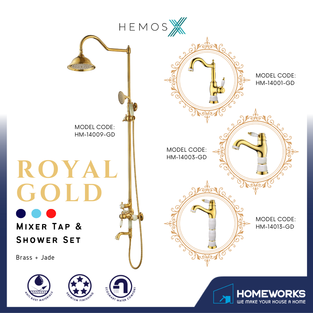 HEMOS BRASS MIXER BASIN TAP MIXER EXPOSED BATH SHOWER WITH TAP 3 MODE SHOWER SET HM-14SERIES