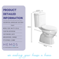 HEMOS BATHROOM WHITE CERAMIC TWO PIECE TOILET BOWL POWERFUL & QUIET JAMBAN BILIK AIR HM-751-250-W