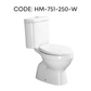 HEMOS BATHROOM WHITE CERAMIC TWO PIECE TOILET BOWL POWERFUL & QUIET JAMBAN BILIK AIR HM-751-250-W
