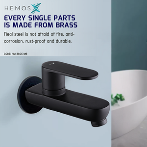 HEMOS BATHROOM FAUCET STAINLESS STEEL SUS304 WALL BIB TAP & TWO WAY TAP HM-3805,3807-MB,MG