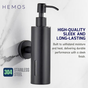 HEMOS PARTS 220ML STAINLESS STEEL SUS304 SOAP DISPENSER SILVER & GREY (SQUARE & ROUND) HM-0195,0196