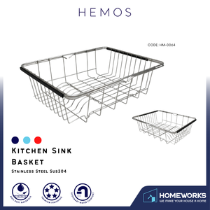 HEMOS PARTS SUS304 STAINLESS STEEL KITCHEN SINK DRAINER BASKET (EXTENDABLE) HM-0064