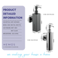 HEMOS PARTS 220ML STAINLESS STEEL SUS304 SOAP DISPENSER SILVER & GREY (SQUARE & ROUND) HM-0195,0196