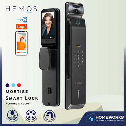 HEMOS 7 IN 1 TUYA SMART DOOR LOCK FULLY AUTOMATIC HD SECURITY CAMERA WITH INTERCOM FUNCTION HM-D1