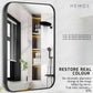 HEMOS BATHROOM MIRROR 600/700/800MM WALL MOUNTED ALUMINUM BLACK FRAME ROUND & RECTANGLE KACA CERMIN