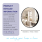HEMOS BATHROOM MIRROR 600/700/800MM WALL MOUNTED ALUMINUM BLACK FRAME ROUND & RECTANGLE KACA CERMIN