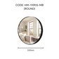 HEMOS BATHROOM MIRROR 600/700/800MM WALL MOUNTED ALUMINUM BLACK FRAME ROUND & RECTANGLE KACA CERMIN