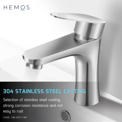 HEMOS BATHROOM FAUCET SUS 304 PILLAR BASIN COLD TAP SILVER & BLACK KEPALA PAIP AIR HM-4051,4055