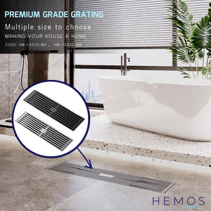 HEMOS BATHROOM FITTINGS STAINLESS STEEL SUS 304 LONG DRAIN FLOOR TRAP GRATING INDOOR OUTDOOR HM-117