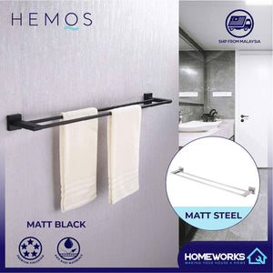 HEMOS BATHROOM FITTING SUS 304 HIGH QUALITY DOUBLE TOWEL BAR TUALA HM-82802