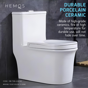 HEMOS BATHROOM CERAMIC WASHDOWN ONE PIECE TOILET BOWL FOR SQUAT & SIT ONE PRESS FLUSH HM-708-250-W