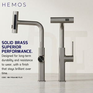HEMOS KITCHEN FAUCET SUS 304 PULL OUT MIXER PILLAR SINK TAP GREY KEPALA PAIP DAPUR HM-19064,19089-MG
