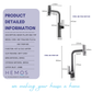 HEMOS KITCHEN FAUCET SUS 304 PULL OUT MIXER PILLAR SINK TAP GREY KEPALA PAIP DAPUR HM-19064,19089-MG