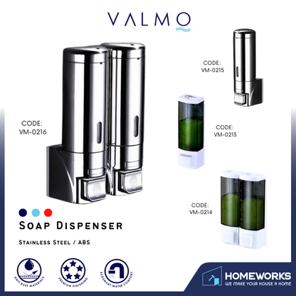 VALMO 250/300ML HAND PRESS WALL MOUNT SOAP DISPENSER