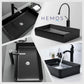 HEMOS BATHROOM CERAMIC WASH COUNTERTOP ART BASIN SQUARE VESSEL PORCELAIN MATT BLACK HM-625,C010