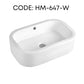 HEMOS BATHROOM CERAMIC WASH BASIN TABLE TOP ART BASIN VESSEL SINK PORCELAIN HM-640,647,648,649-W