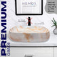 HEMOS BATHROOM CERAMIC WASH BASIN COUNTERTOP UNIQUE PRINTING MARBLE ROUND VESSEL PORCELAIN HM-623