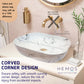 HEMOS BATHROOM CERAMIC WASH BASIN COUNTERTOP UNIQUE PRINTING MARBLE ROUND VESSEL PORCELAIN HM-623