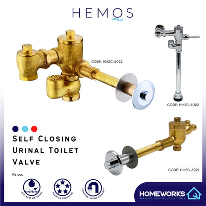 HEMOS BATHROOM BRASS MANUAL PUSH BUTTON WATER CLOSET FLUSHOMETER URINAL VALVE HMSC-6002,6021,6022