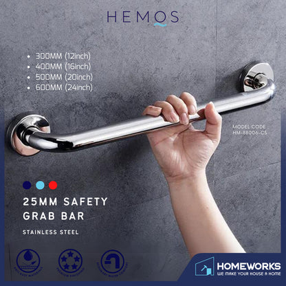 HEMOS BATHROOM STAINLESS STEEL SAFETY TOILET GRIP HANDBAR HANDLE HANDRAIL GRAB BAR PEMEGANG TANDAS