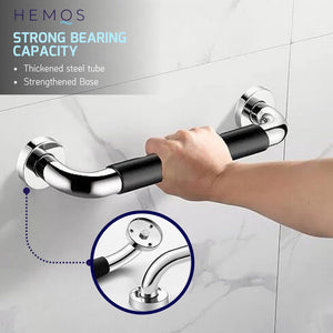 HEMOS BATHROOM SUS 304 SAFETY BAR HANDRAIL GRIP GRAB BAR WITH ANTI SLIP RUBBER PEMEGANG TANDAS