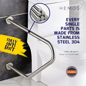 HEMOS BATHROOM SUS 304 SAFETY GRIP HANDBAR HANDLE HANDRAIL GRAB BAR PEMEGANG TANDAS HM-88020-MS