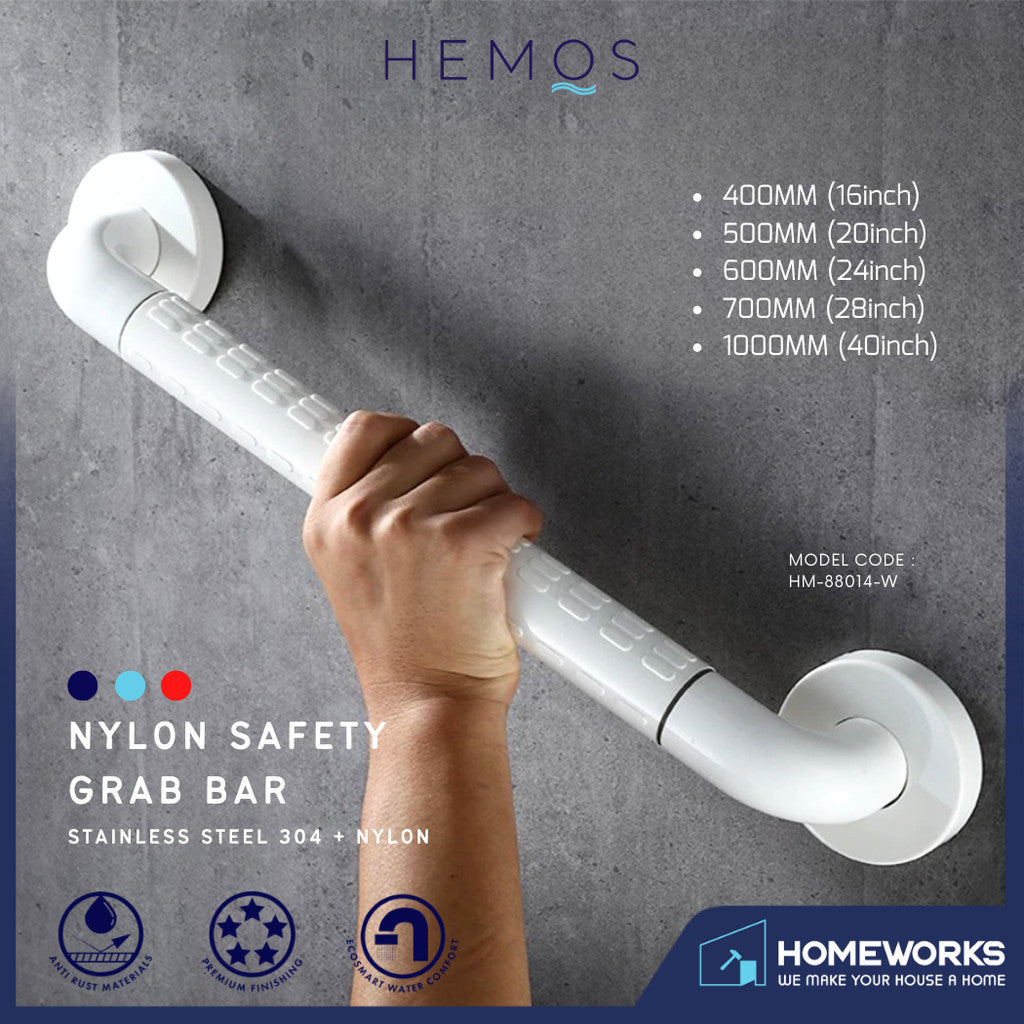 HEMOS BATHROOM SUS304 STEEL SAFETY HANDICAPED HANDBAR HANDLE GRAB BAR PEMEGANG TANDAS