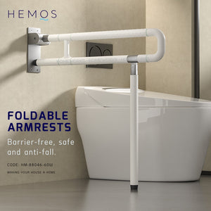 HEMOS BATHROOM STAINLESS STEEL WHITE NYLON SAFETY HANDRAIL SWING GRAB BAR PEMEGANG TANDAS HM-88016
