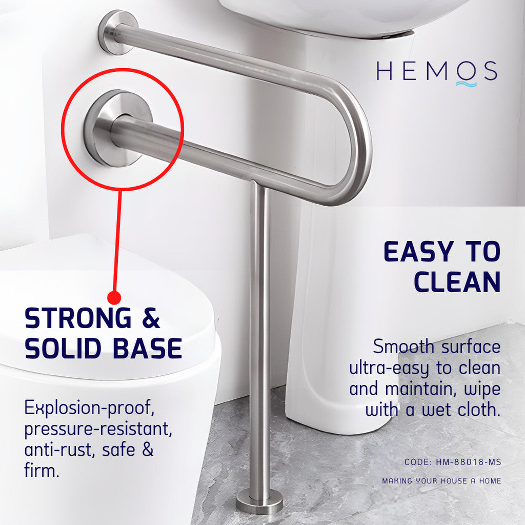 Commode Grip HEMOS BATHROOM SUS 304 SAFETY TOILET GRIP P SHAPE HANDLE HANDRAIL GRAB