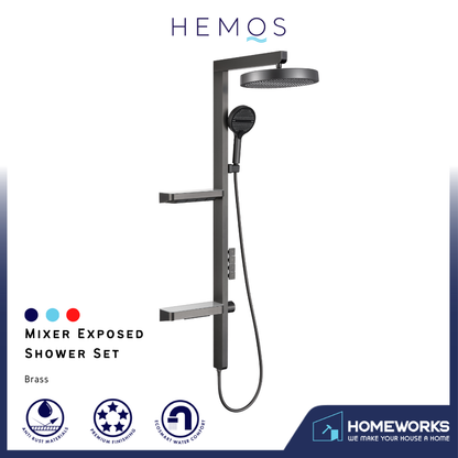 HEMOS BATHROOM FAUCET 4 MODE BRASS MIXER EXPOSED GREY SHOWER SETS SET MANDIAN HM-19095-MG