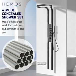 HEMOS BATHROOM FAUCET 4 MODE BRASS FITTING WITH STEEL CASING MIXER EXPOSED SHOWER SETS HM-19091-MG