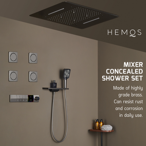 HEMOS BATHROOM BRASS 4 MODE CONCEALED MIXER SHOWER SETS WITH DIGITAL DISPLAY MATT GRAY SET MANDIAN HM-19101-MG