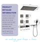 HEMOS BATHROOM BRASS 4 MODE CONCEALED MIXER SHOWER SETS WITH DIGITAL DISPLAY MATT GRAY SET MANDIAN HM-19101-MG