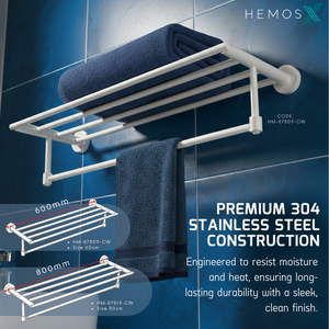 HEMOS BATHROOM FITTING SUS304 ACCESSORIES TOWEL RACK PAPER HOLDER CREAM WHITE 87SERIES