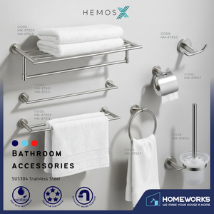 HEMOS BATHROOM FITTING SUS304 ACCESSORIES TOWEL RACK PAPER HOLDER MATT SILVER 87SERIES