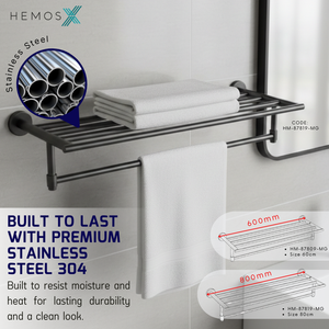 HEMOS BATHROOM FITTING SUS304 ACCESSORIES TOWEL RACK PAPER HOLDER MATT GREY 87SERIES