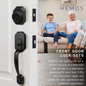 HEMOS 60-70MM DOUBLE ENTRANCE MAIN DOOR HANDLESET LOCK TOMBOL PINTU DEPAN HM-5102-MS,MB,MG