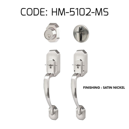 HEMOS 60-70MM DOUBLE ENTRANCE MAIN DOOR HANDLESET LOCK TOMBOL PINTU DEPAN HM-5102-MS,MB,MG