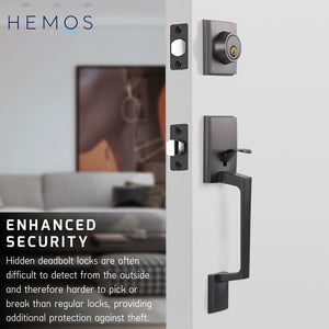 HEMOS 60-70MM DOUBLE ENTRANCE MAIN DOOR HANDLESET LOCK TOMBOL PINTU DEPAN HM-5101-MS,MB,MG